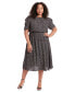 ფოტო #1 პროდუქტის Plus Size Printed Caterpillar-Sleeve Dress