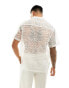 Фото #4 товара ASOS DESIGN relaxed revere shirt in organza with abstract embroidery in white