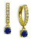 ფოტო #1 პროდუქტის Clear & Blue Cubic Zirconia Dangle Drop Huggie Hoop Earring in 18k Gold Plated Sterling Silver