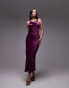 Фото #4 товара Topshop high square neck maxi dress in deep burgundy