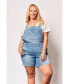 ფოტო #1 პროდუქტის Plus Size Denim Short Overall