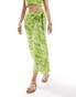 YAS midi wrap skirt co-ord in green tie dye - MGREEN Papageigrün, M - фото #3