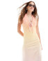 Miss Selfridge tie front halterneck maxi dress in ombre Schatteneffekt, M - EU 40-42 - фото #2