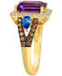 ფოტო #3 პროდუქტის Multi-Gemstone (3 ct. t.w.) & Diamond (3/4 ct. t.w.) Halo Statement Ring in 14k Gold