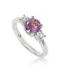 ფოტო #1 პროდუქტის Pink Sapphire & Lab-Grown White Sapphire 3 Stone Bridal Ring in Sterling Silver by Suzy Levian