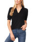 Фото #1 товара Women's Short Sleeve Collared Polo V-Neck Sweater