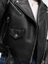 ASOS DESIGN textured premium real leather biker jacket in black