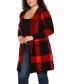 ფოტო #3 პროდუქტის Plus Size Hooded Exploded Plaid Coatigan Sweater