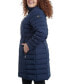 ფოტო #3 პროდუქტის Women's Plus Size Anorak Hooded Faux-Leather-Trim Down Packable Puffer Coat, Created for Macy's