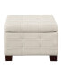 Фото #2 товара Detour Strap 29.75" Square Storage Ottoman in Cream Faux Leather Upholstery and Wood
