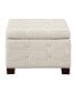 Detour Strap 29.75" Square Storage Ottoman in Cream Faux Leather Upholstery and Wood