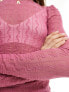 JDY long sleeve textured top in pink