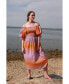 Фото #3 товара Sunset Purple Orange Smocked Midi Dress