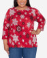 ფოტო #1 პროდუქტის Plus Size Classic Snowflake Infused Top