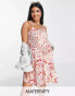 Фото #1 товара Wednesday's Girl Maternity tiered mini cami dress in pink ditsy floral