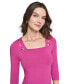 ფოტო #4 პროდუქტის Women's Embellished Square-Neck Top, Regular & Petites