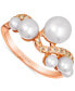 ფოტო #1 პროდუქტის Vanilla Pearls (3-8mm) & Nude Diamond (3/8 ct. t.w.) Wavy Ring in 14k Rose Gold