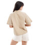 Фото #4 товара Pieces linen touch boxy shirt in beige