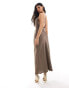 Aria Cove one shoulder low back satin maxi dress in mocha