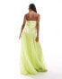 ASOS DESIGN satin cami trapeze dress with pleated skirt in lime