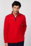 Фото #2 товара Erkek Dik Yaka Tüylenme Yapmayan Soğuk Geçirmez Standart Fit Rahat Kesim Kırmızı Polar Sweatshirt
