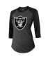 Фото #3 товара Women's Threads Davante Adams Black Las Vegas Raiders Player Name & Number Raglan 3/4-Sleeve T-shirt