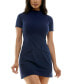 Фото #5 товара Juniors' Mock-Neck Bodycon Short-Sleeve Dress