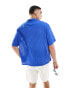 Фото #4 товара ASOS DESIGN short sleeve oversized revere collar textured shirt in cobalt blue