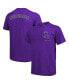 Men's Threads Purple Colorado Rockies Throwback Logo Tri-Blend T-shirt