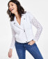 Фото #6 товара Women's Cotton Eyelet Moto Jacket, Created for Macy's