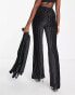 Фото #4 товара I Saw It First flared stripe velvet trousers co-ord in black