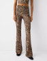 Фото #4 товара Bershka flared trousers in leopard print