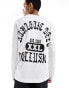 Фото #2 товара COLLUSION long sleeve oversized athletic football graphic t-shirt in white