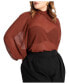 Plus Size Draped Sleeve Chiffon Top - 18, Black Onyx