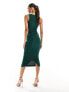 Фото #7 товара Vesper exclusive bow tie detail bodycon midaxi dress in forest green