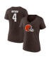 Фото #2 товара Women's Deshaun Watson Brown Cleveland Browns Player Icon Name and Number V-Neck T-shirt