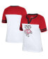 ფოტო #2 პროდუქტის Women's White, Heather Red Wisconsin Badgers Frost Yourself Notch Neck T-shirt