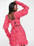 Collective the Label exclusive bow back crop top co-ord in pink and red leopard print