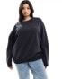 In The Style Plus x Perrie Sian distressed wash Manhattan logo sweatshirt in charcoal grey