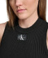 Фото #4 товара Women's Ribbed Angled-Hem Cropped Logo Top