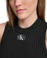 ფოტო #4 პროდუქტის Women's Ribbed Angled-Hem Cropped Logo Top