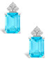 ფოტო #3 პროდუქტის Blue Topaz (4 ct. t.w.) and Diamond (1/8 ct. t.w.) Stud Earrings in 14K Yellow Gold or 14K White Gold