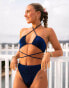 South Beach X Miss Molly metallic wrap around bandeau bikini top in midnight blue