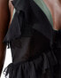 Фото #2 товара Miss Selfridge beach frill detail maxi dress cover up in black