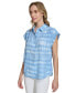 Фото #3 товара Women's Short-Sleeve Printed Button Front Shirt
