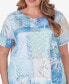 ფოტო #5 პროდუქტის Plus Size Hyannisport Patchwork Leaf T-Shirt with Lace Detail