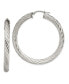 ფოტო #1 პროდუქტის Stainless Steel Polished and Textured Hollow Hoop Earrings