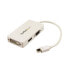 Фото #2 товара StarTech.com Travel A/V Adapter: 3-in-1 Mini DisplayPort to VGA DVI or HDMI Converter - White, 0.15 m, Mini DisplayPort, DVI-D + VGA (D-Sub) + HDMI, Male, Female, Straight
