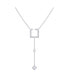 ფოტო #1 პროდუქტის Street Light Open Square Bolo Adjustable Sterling Silver Diamond Lariat Necklace