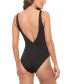 Women's Lace Overlay Ring V Neck One Piece Swimsuit